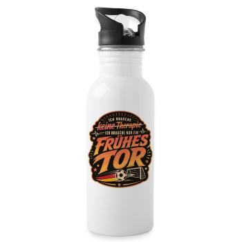 Frühes Tor statt Fußballtherapie - Trinkflasche mit integriertem Trinkhalm - Weiß - Rechts