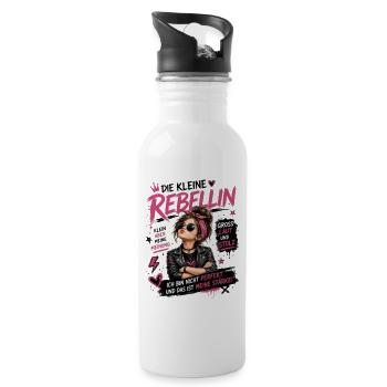 Die kleine Rebellin – Nicht perfekt und genau desh - Trinkflasche mit integriertem Trinkhalm - Weiß - Rechts