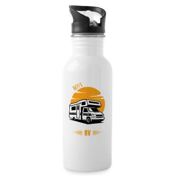 Real Men Drive RV - Trinkflasche mit integriertem Trinkhalm - Weiß - Rechts