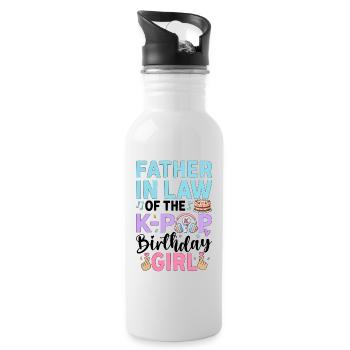 Father in Law of The K-Pop Birthday Girl - Trinkflasche mit integriertem Trinkhalm - Weiß - Rechts