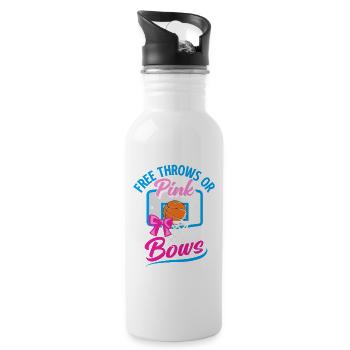 Freiwürfe oder rosa Schleifen - Trinkflasche mit integriertem Trinkhalm - Weiß - Rechts