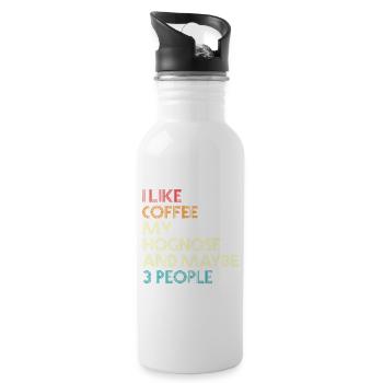 I Like Coffee Hognose and 3 People - Water bottle with straw - white - Right