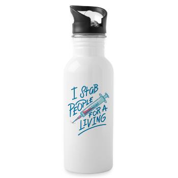 Ich stiche Leute für meinen Lebensunterhalt ab - Trinkflasche mit integriertem Trinkhalm - Weiß - Rechts