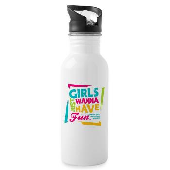 Neon Retro Mädelsabend Spaß - Trinkflasche mit integriertem Trinkhalm - Weiß - Rechts