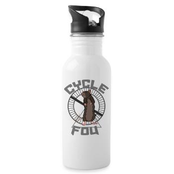 Cycle Fou : Rat Vectoriel Prisonnier de sa Roue !! - Gourde avec paille intégrée - blanc - Droite