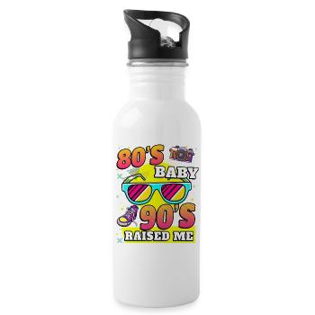 80er 90er Retro Vibe - Trinkflasche mit integriertem Trinkhalm - Weiß - Rechts
