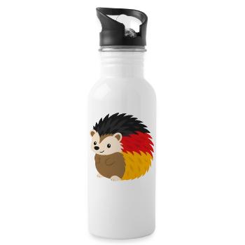 Regenbogen-Igel Design - Trinkflasche mit integriertem Trinkhalm - Weiß - Rechts