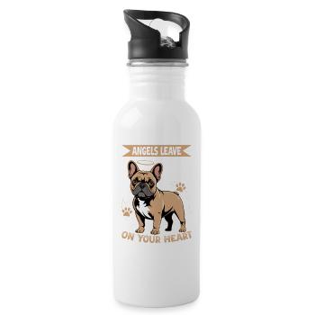 Bouledogue français Race de chien Frenchie - Gourde avec paille intégrée - blanc - Droite
