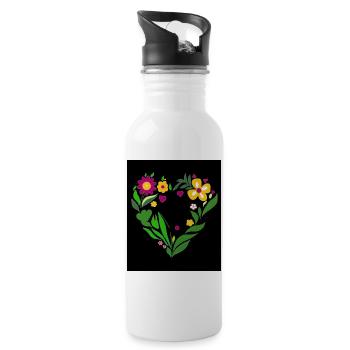 Herz - Trinkflasche mit integriertem Trinkhalm - Weiß - Rechts