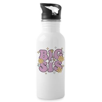Gender reveal Big Sis big sister baby shower team - Water bottle with straw - white - Right