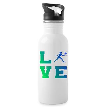 Padel Ausrüstung Geschenkidee für Padel Kurse Fans - Trinkflasche mit integriertem Trinkhalm - Weiß - Rechts