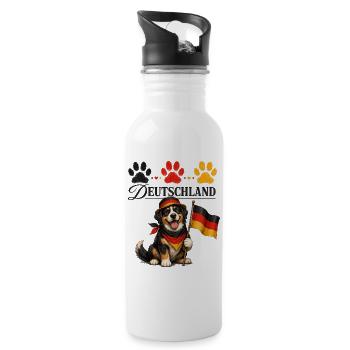 Deutschland Hund mit Flagge Pfoten - Trinkflasche mit integriertem Trinkhalm - Weiß - Rechts