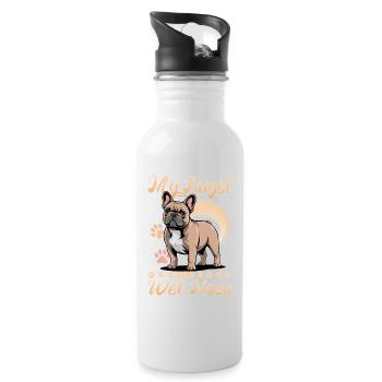 Bouledogue français Race de chien Frenchie - Gourde avec paille intégrée - blanc - Droite