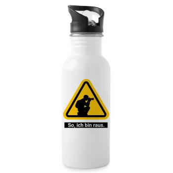 So, ich bin raus. Fotograf Warnschild - Trinkflasche mit integriertem Trinkhalm - Weiß - Rechts