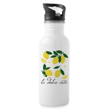 La Dolce Vita Zitronen - Trinkflasche mit integriertem Trinkhalm - Weiß - Rechts