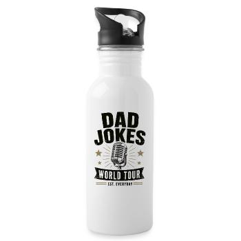 Dad Jokes World Tour Shirt - Trinkflasche mit integriertem Trinkhalm - Weiß - Rechts