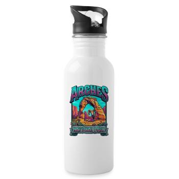 Arches Nationalpark Farbexplosion - Trinkflasche mit integriertem Trinkhalm - Weiß - Rechts