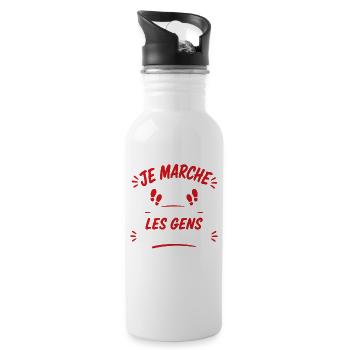 Je Marche Gens M'énervent - Gourde avec paille intégrée - blanc - Droite