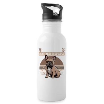 French Bulldog Frenchie Dog Breed - Trinkflasche mit integriertem Trinkhalm - Weiß - Rechts