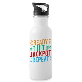 Gambling Fan Ready Hit Jackpot Repeat Casino - Trinkflasche mit integriertem Trinkhalm - Weiß - Rechts
