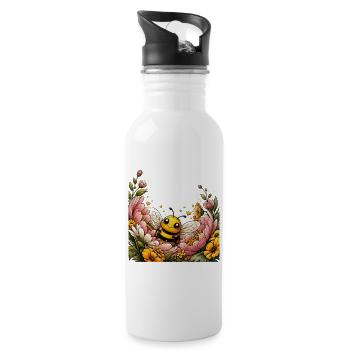 Biene Honig Imker Honigwabe Bienchen Insekt - Trinkflasche mit integriertem Trinkhalm - Weiß - Rechts