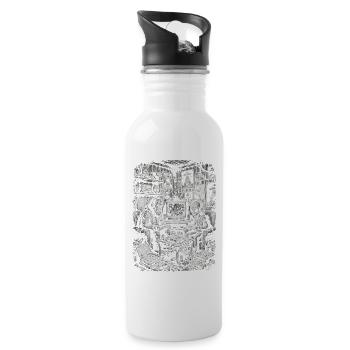 Aliens beim Retro-Gaming Bigfoot Gamer - Trinkflasche mit integriertem Trinkhalm - Weiß - Rechts