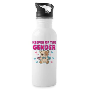 Gender Reveal Hüterin der Gender Babyshower Mama - Trinkflasche mit integriertem Trinkhalm - Weiß - Rechts