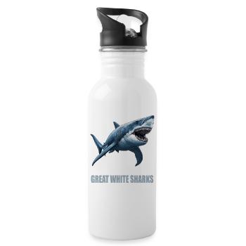 Great White Shark Great White Shark - Water bottle with straw - white - Right