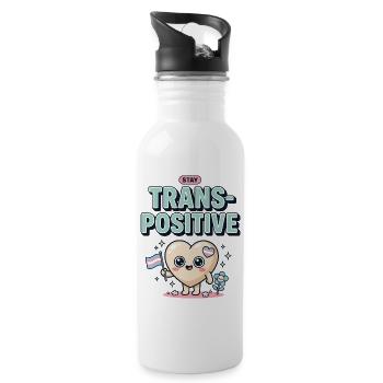 Pride Month LGBTQ - Stay TransPositive - Water bottle with straw - white - Right