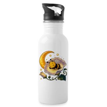 Biene Honig Imker Honigwabe Blumen Wiese Insekt - Trinkflasche mit integriertem Trinkhalm - Weiß - Rechts