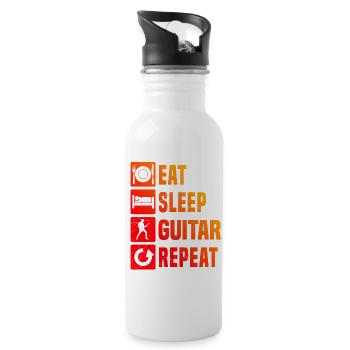 Gitarrenspiel Geschenkidee für ein Gitarrenspieler - Trinkflasche mit integriertem Trinkhalm - Weiß - Rechts