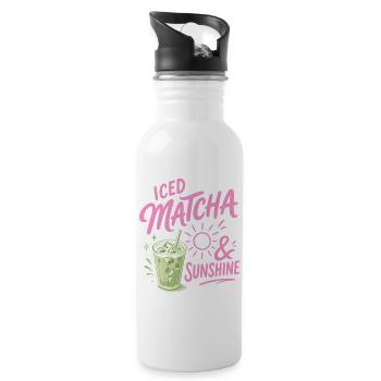 Iced Matcha Sunshine - Summer Drink - Water bottle with straw - white - Right