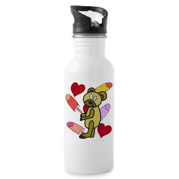 Teddybär Eis Eiscreme Kinder Sommer  - Water bottle with straw - white - Right