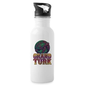 Bunte Schildkröte Grand Turk - Trinkflasche mit integriertem Trinkhalm - Weiß - Rechts