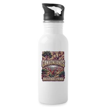 Canyonlands National Park Ram Landschaft - Trinkflasche mit integriertem Trinkhalm - Weiß - Rechts