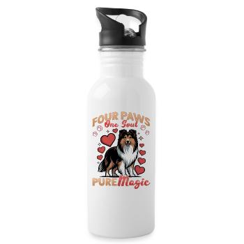 Shetland Sheepdog Sheltie Dog Breed - Water bottle with straw - white - Right