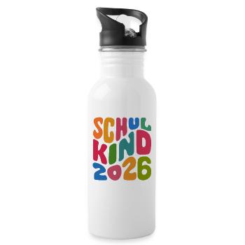 Schulkind 2026 - Einschulung - Erstklässler - Trinkflasche mit integriertem Trinkhalm - Weiß - Rechts