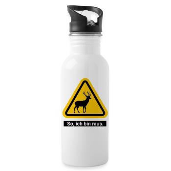 So, ich bin raus. Ab in den Wald - Trinkflasche mit integriertem Trinkhalm - Weiß - Rechts