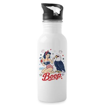 Boop Vintage USA Girl Eagle Patriotic - Water bottle with straw - white - Right