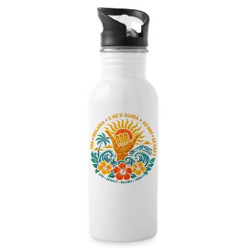 Aloha Shaka Values - Water bottle with straw - white - Right