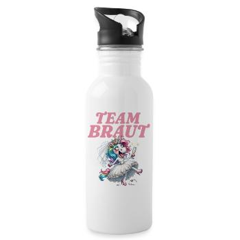 Team Braut Junggesellinnenabschied - Trinkflasche mit integriertem Trinkhalm - Weiß - Rechts