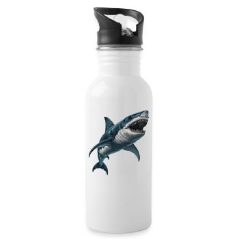 Haie Hai - Trinkflasche mit integriertem Trinkhalm - Weiß - Rechts