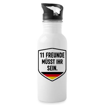 Deutschland Fußball Fan Teamgeist Elf Freunde - Trinkflasche mit integriertem Trinkhalm - Weiß - Rechts