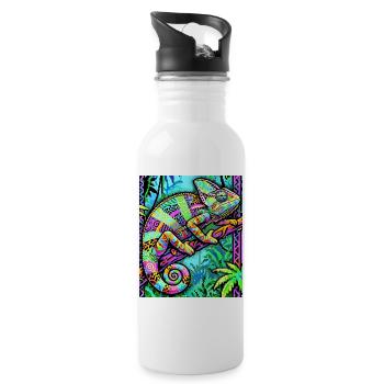 Chamäleon - Trinkflasche mit integriertem Trinkhalm - Weiß - Rechts
