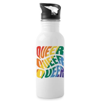 -2026-_LGBTQ_Queer_Queer_Queer_4 - Trinkflasche mit integriertem Trinkhalm - Weiß - Rechts