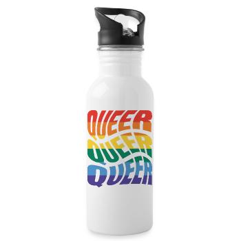 -2026-_LGBTQ_Queer_Queer_Queer_2 - Trinkflasche mit integriertem Trinkhalm - Weiß - Rechts