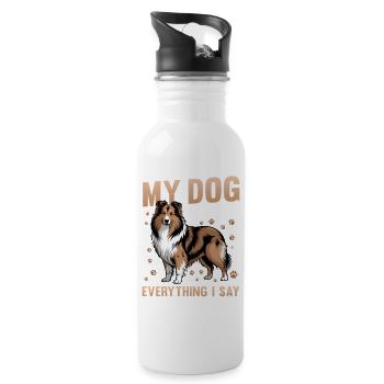 Shetland Sheepdog Sheltie Dog Breed - Water bottle with straw - white - Right