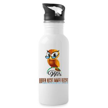Wir haben Recht - Trinkflasche mit integriertem Trinkhalm - Weiß - Rechts