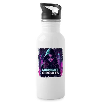 Midnight Circuits Cyberpunk Girl - Trinkflasche mit integriertem Trinkhalm - Weiß - Rechts