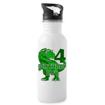 DINO 4 ANS DINOSAURE 4E ANNIVERSAIRE - Gourde avec paille intégrée - blanc - Droite